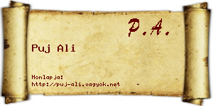 Puj Ali névjegykártya